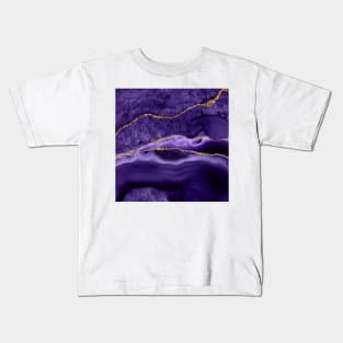 Watercolor Agate in Amethyst Purple Glitter Veins Kids T-Shirt